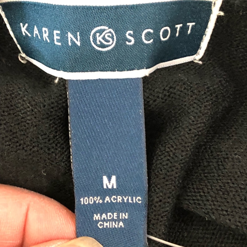 Karen Scott Rhinestone Button-Up Cardigan M - Picture 4 of 8
